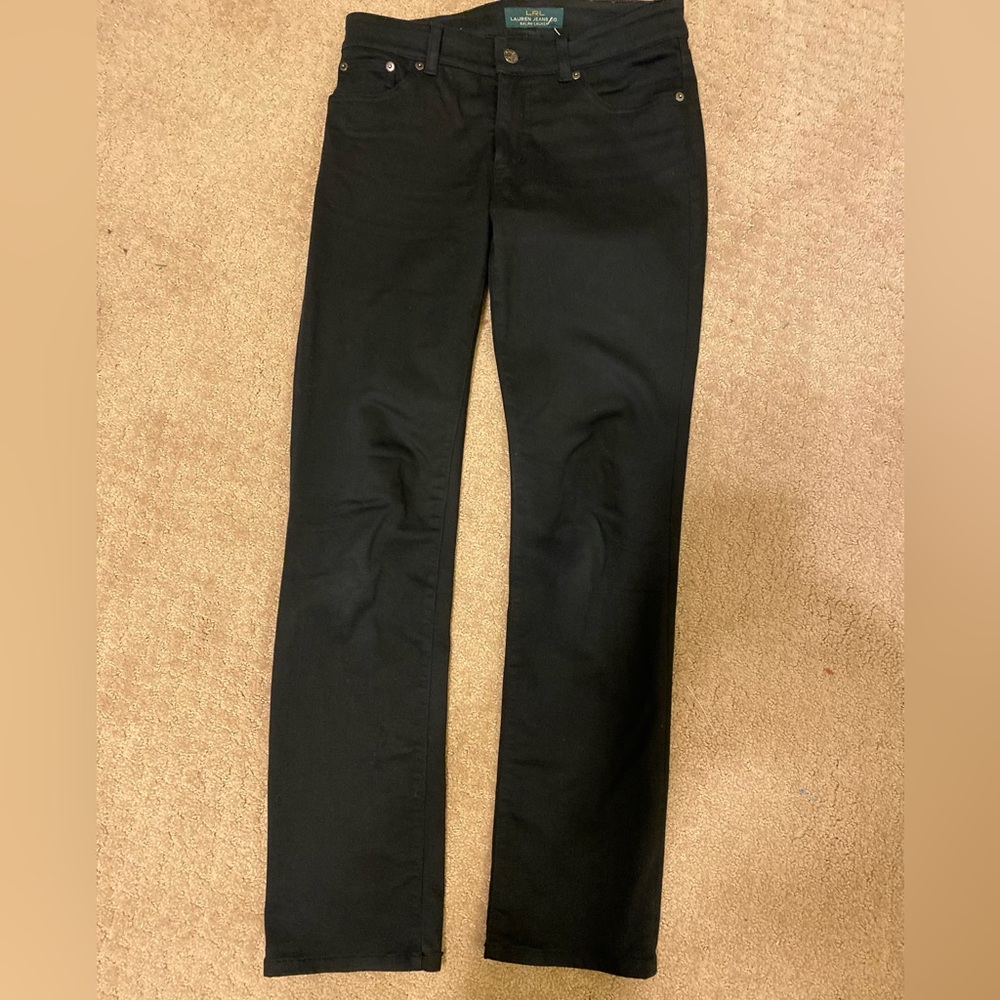 NWOT LRL RALPH LAUREN - Woman’s Black Straight Leg Jeans, Size: 4